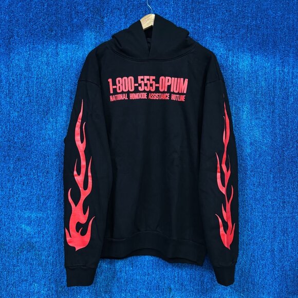 Opium HXG “National Homixide Assistance Hotline” Hip Hop Graphic Hoodie Size Med - Picture 2 of 4